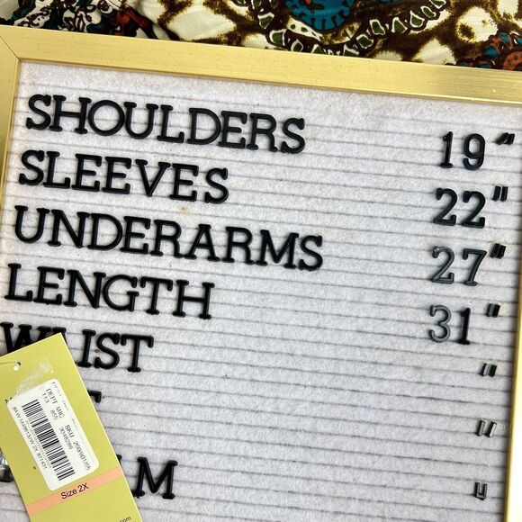 Long Blazer Jacket Multiples Top Brown Cream Teal Paisley NWT Plus Sz 2X - Picture 12 of 12